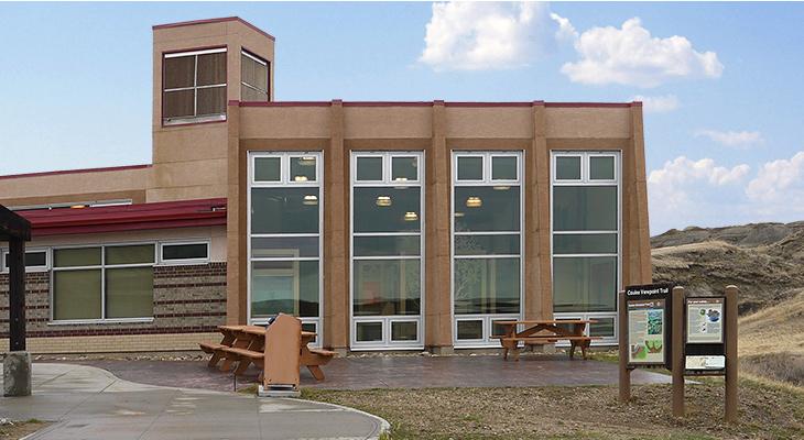 Exterior of the field station building at Dinosaur Provincial Park. 